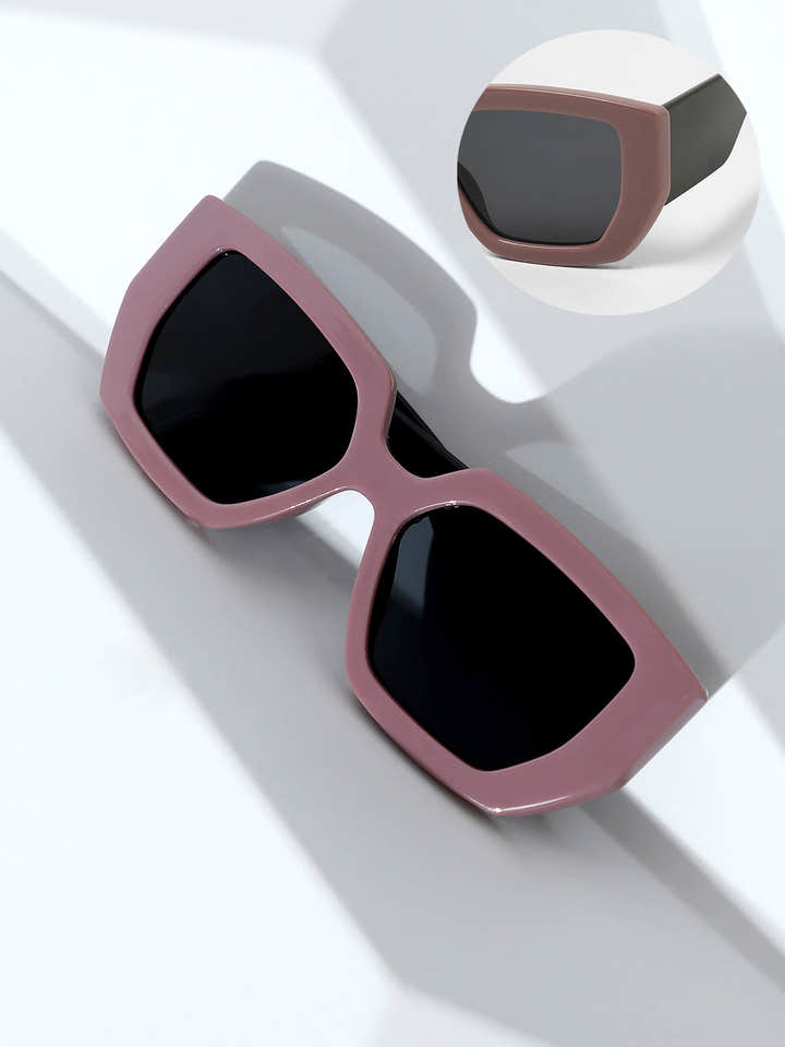The Chunky Block Geometric Sunglasses - Mauve Purple