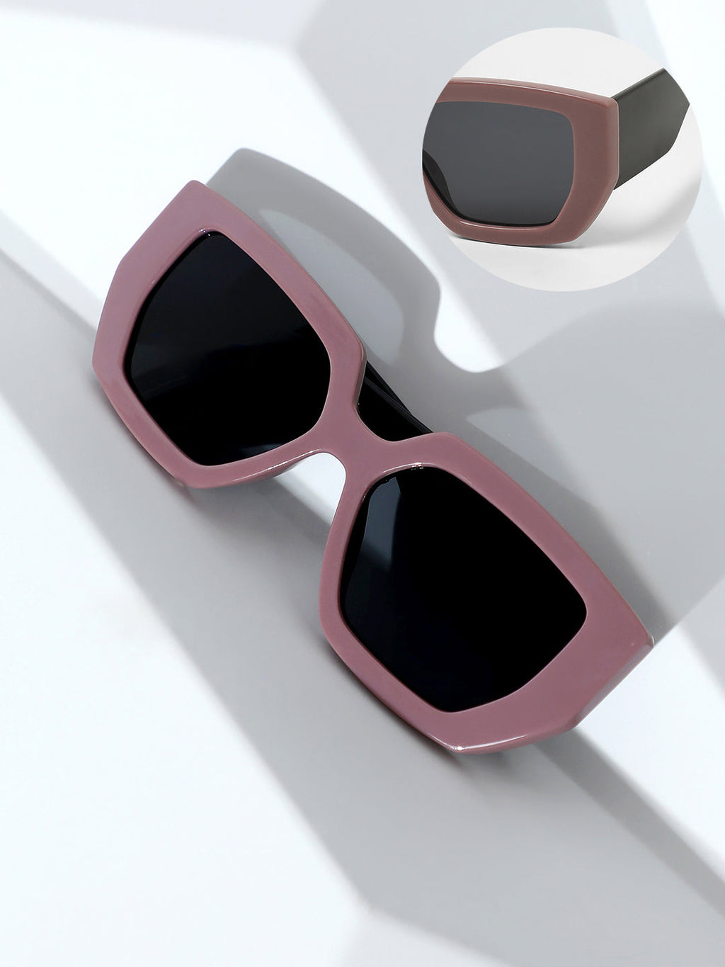 The Chunky Block Geometric Sunglasses - Mauve Purple