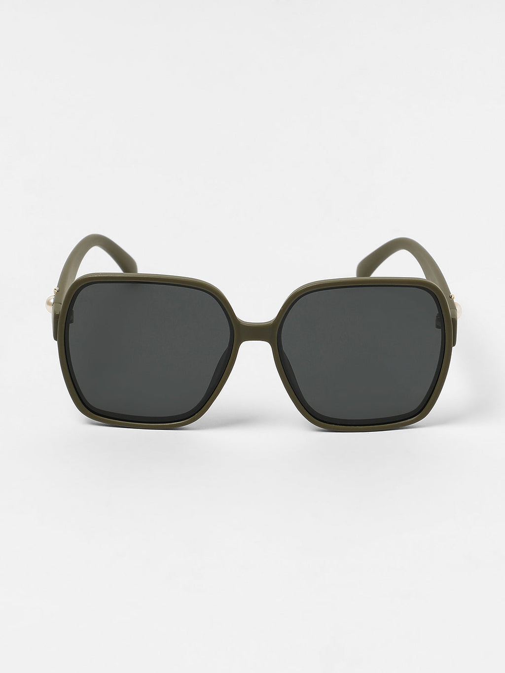 The Embellished Oversized Sunglasses - Olive Green