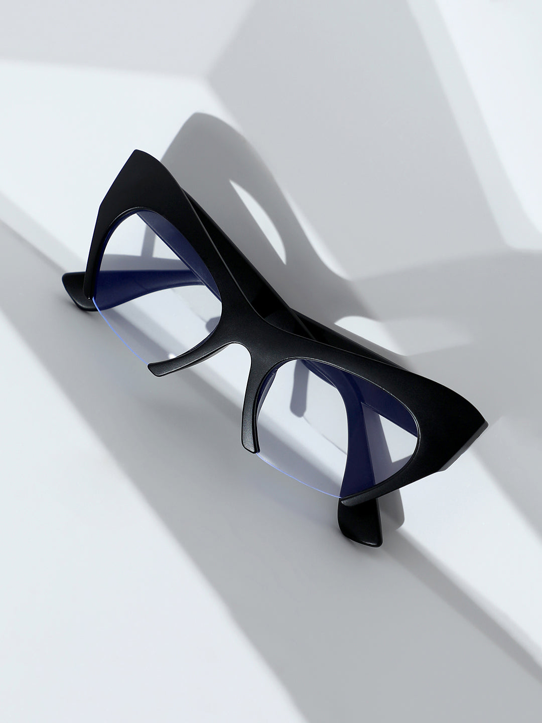 The Abstract Half-Rim Cateye Sunglasses - Onyx Black