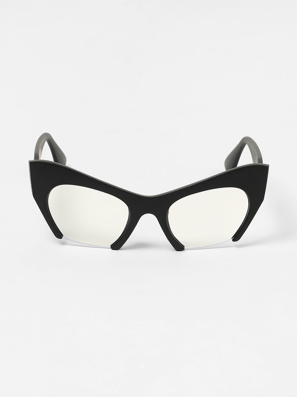 The Abstract Half-Rim Cateye Sunglasses - Onyx Black