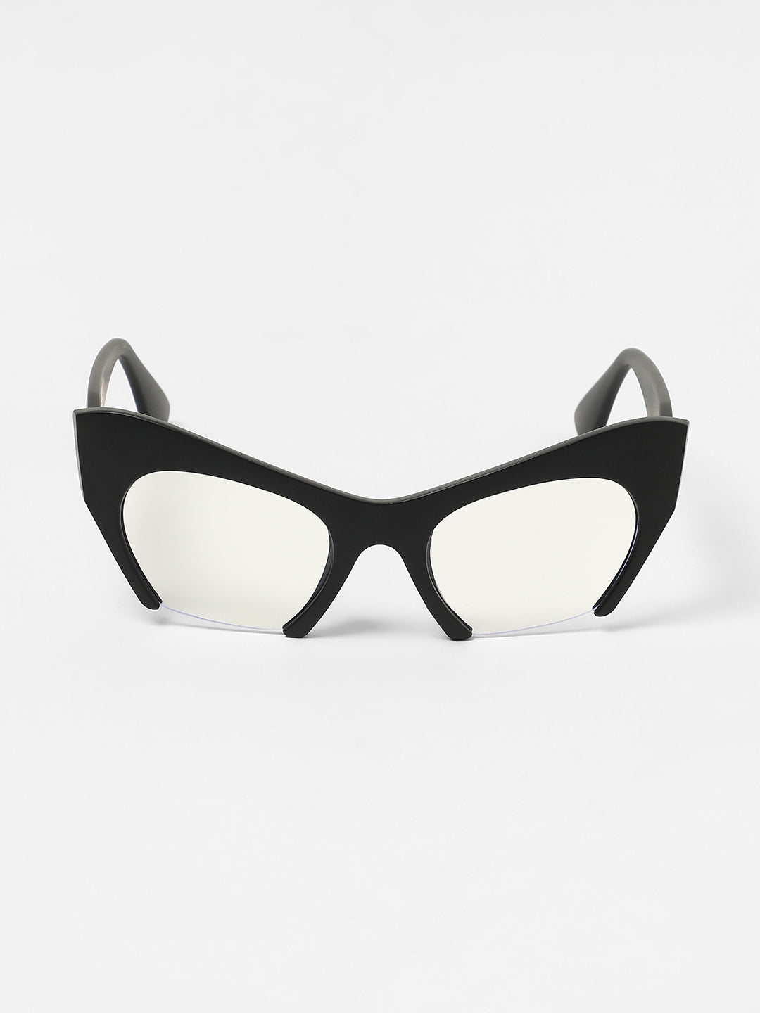 The Abstract Half-Rim Cateye Sunglasses - Onyx Black