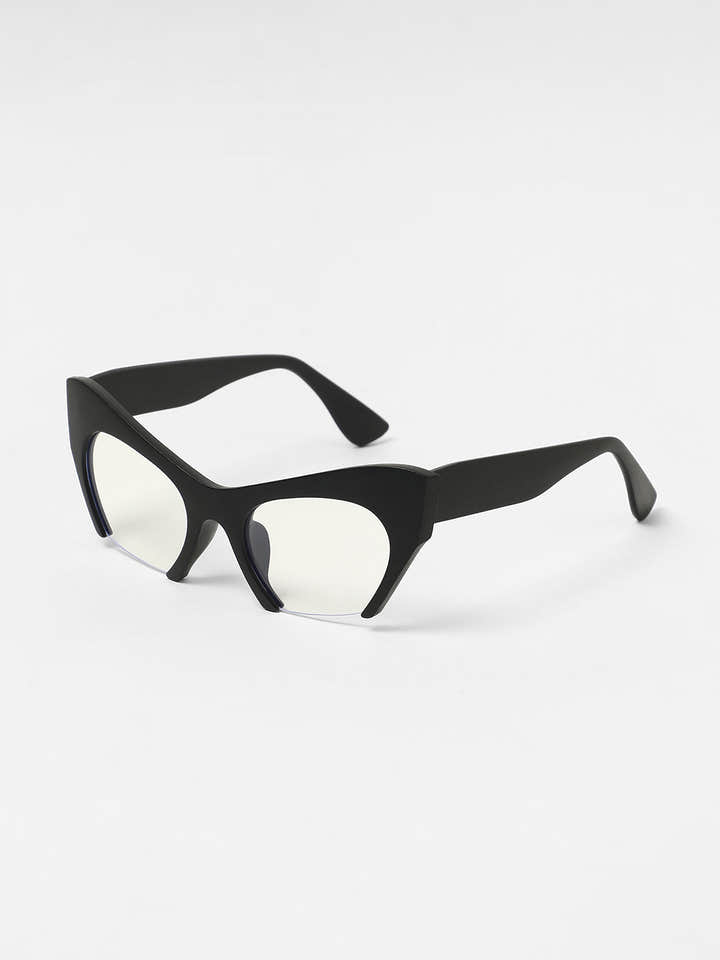 The Abstract Half-Rim Cateye Sunglasses - Onyx Black
