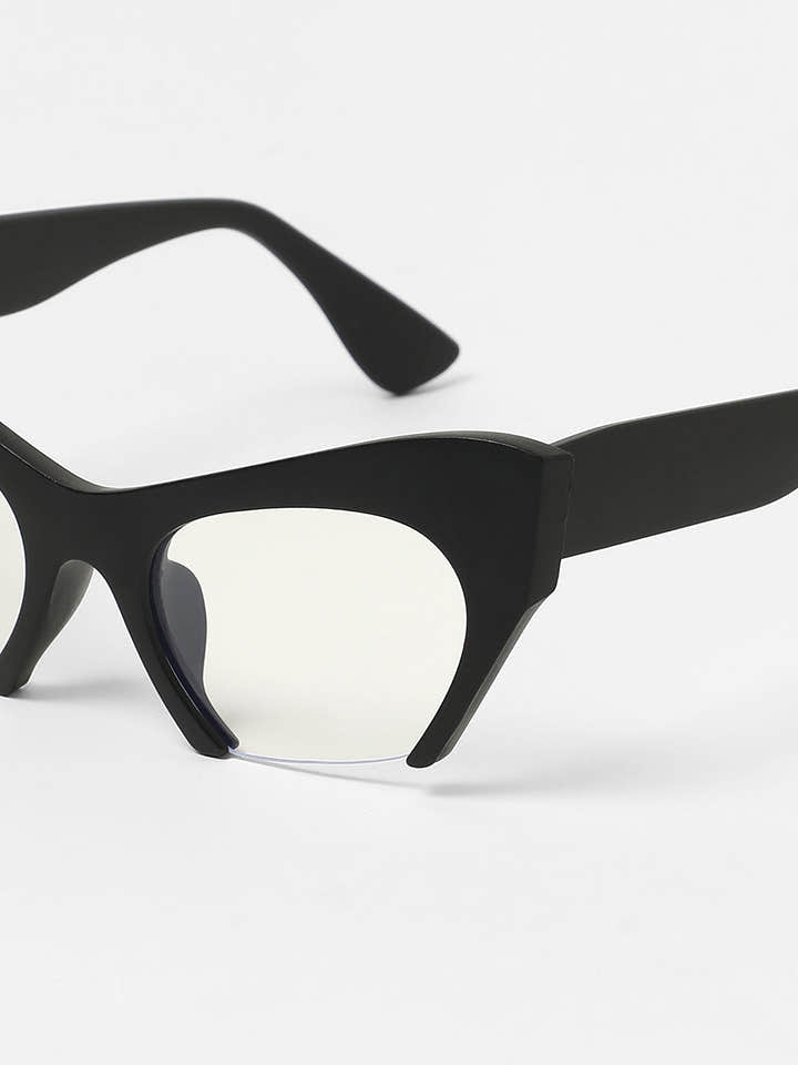 The Abstract Half-Rim Cateye Sunglasses - Onyx Black