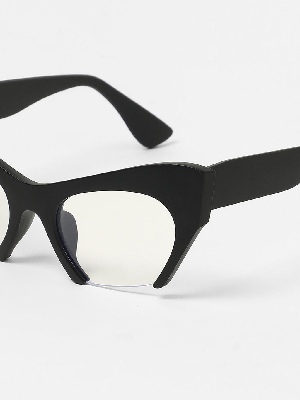 The Abstract Half-Rim Cateye Sunglasses - Onyx Black