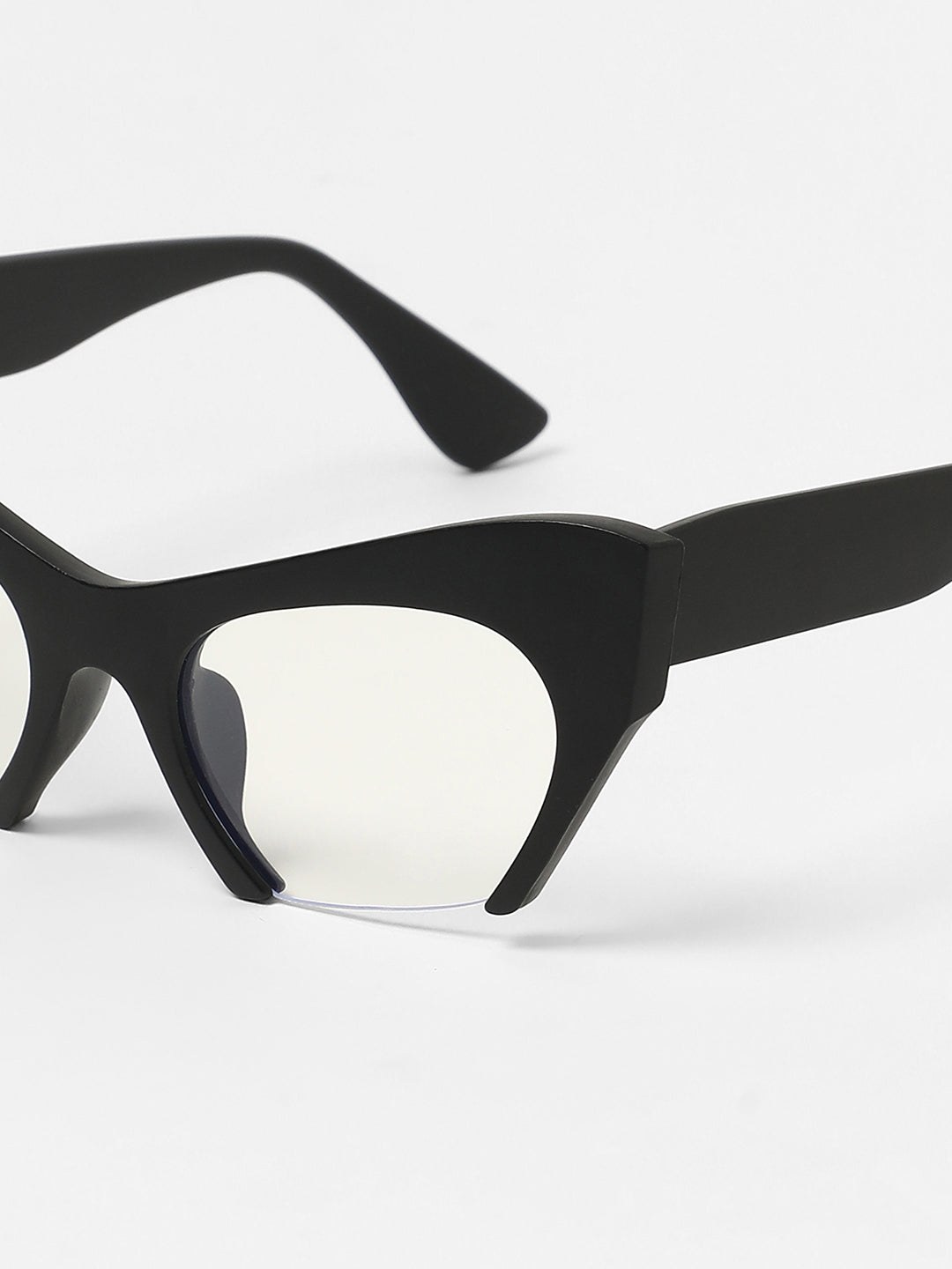 The Abstract Half-Rim Cateye Sunglasses - Onyx Black