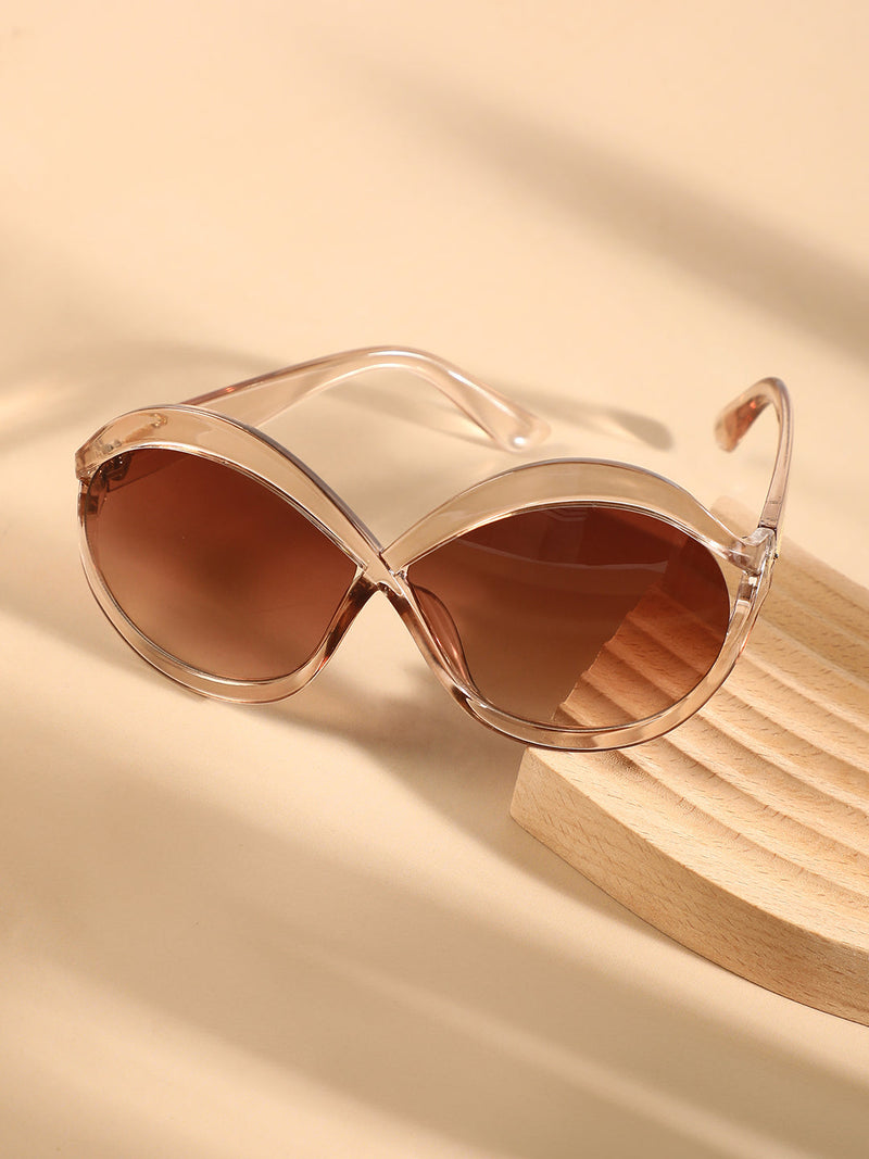 The Ombre Twist Oversized Sunglasses - Ash Brown