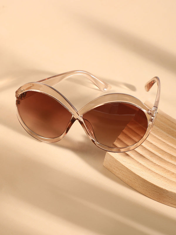 The Ombre Twist Oversized Sunglasses - Ash Brown