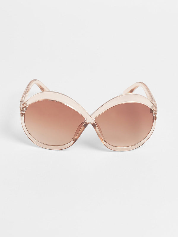 The Ombre Twist Oversized Sunglasses - Ash Brown