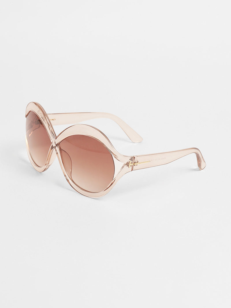 The Ombre Twist Oversized Sunglasses - Ash Brown