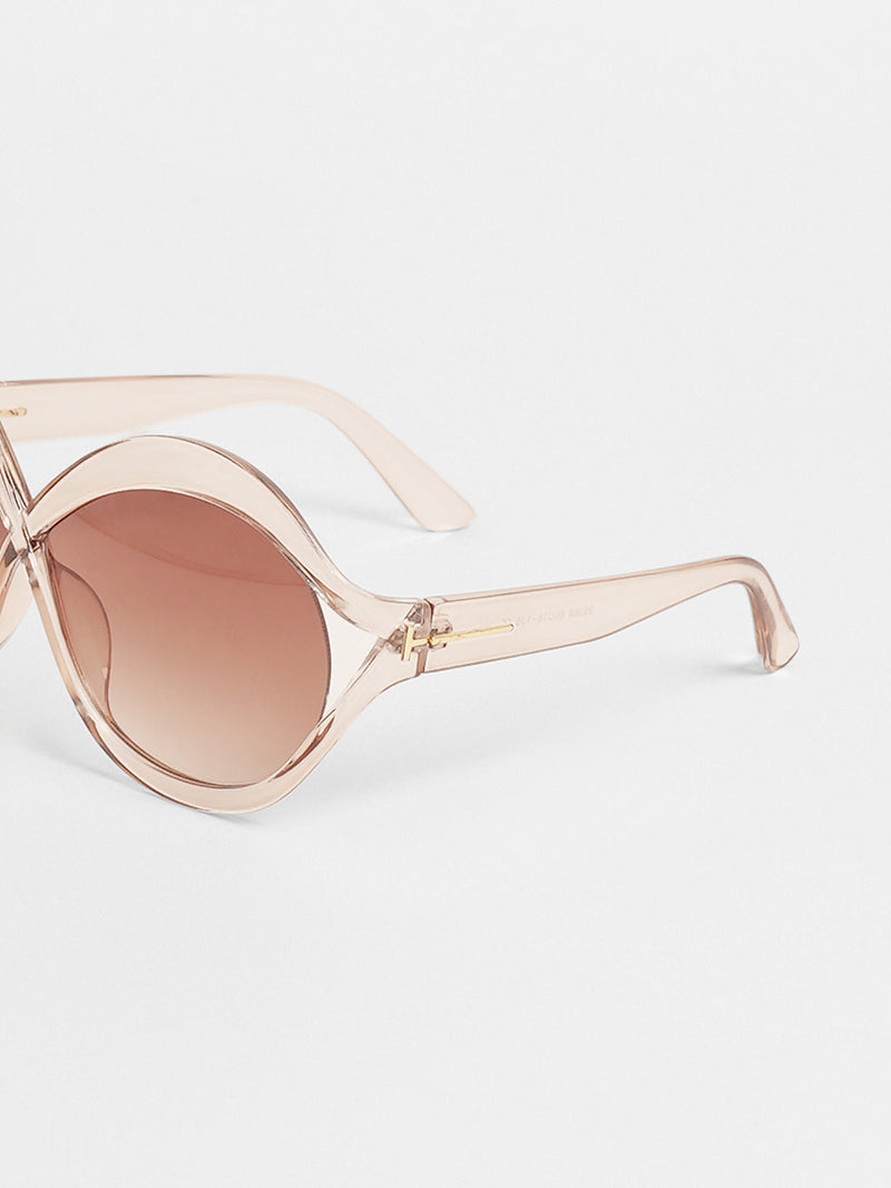 The Ombre Twist Oversized Sunglasses - Ash Brown