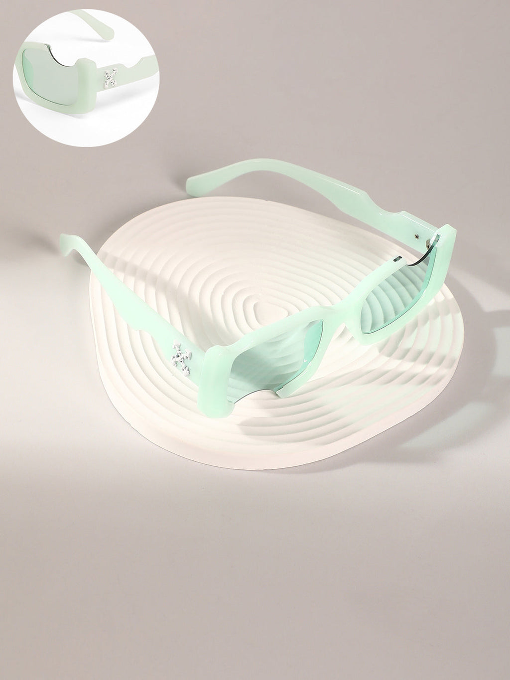The Crunch Rectangular Sunglasses - Mint Green