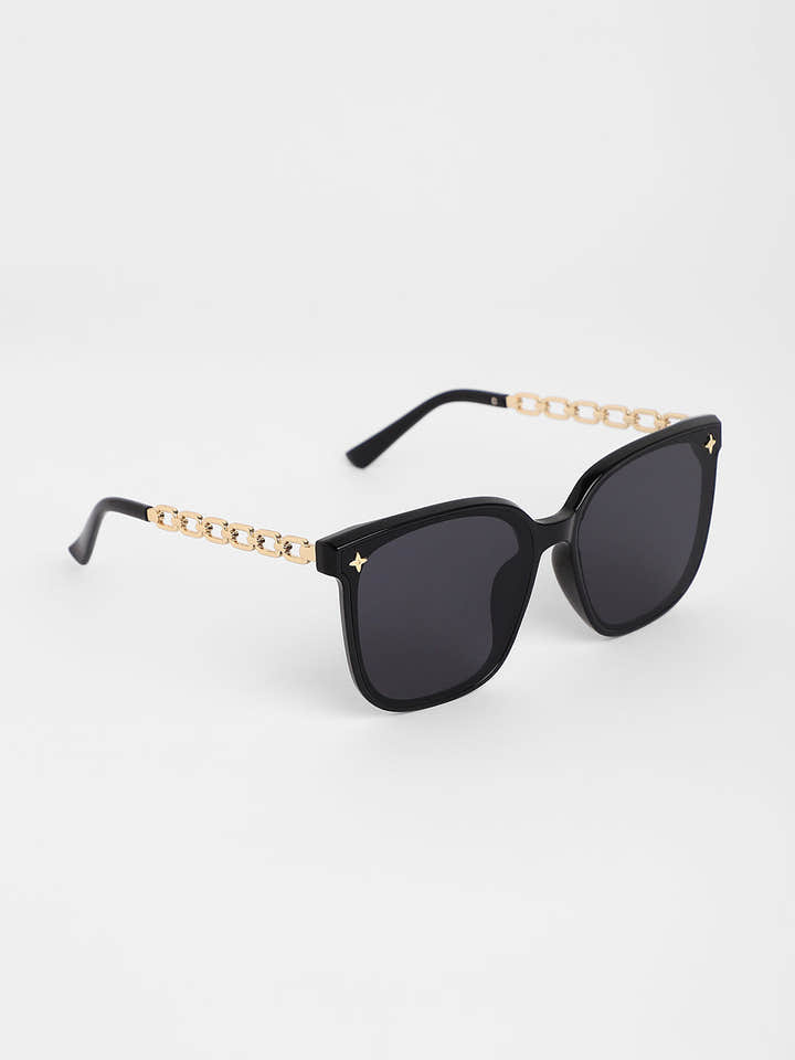 The Chainlink Wayfarer Sunglasses - Onyx Black