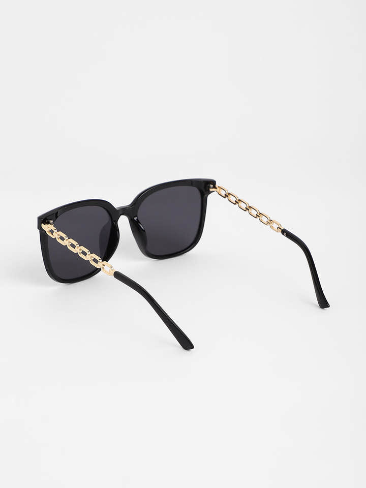 The Chainlink Wayfarer Sunglasses - Onyx Black