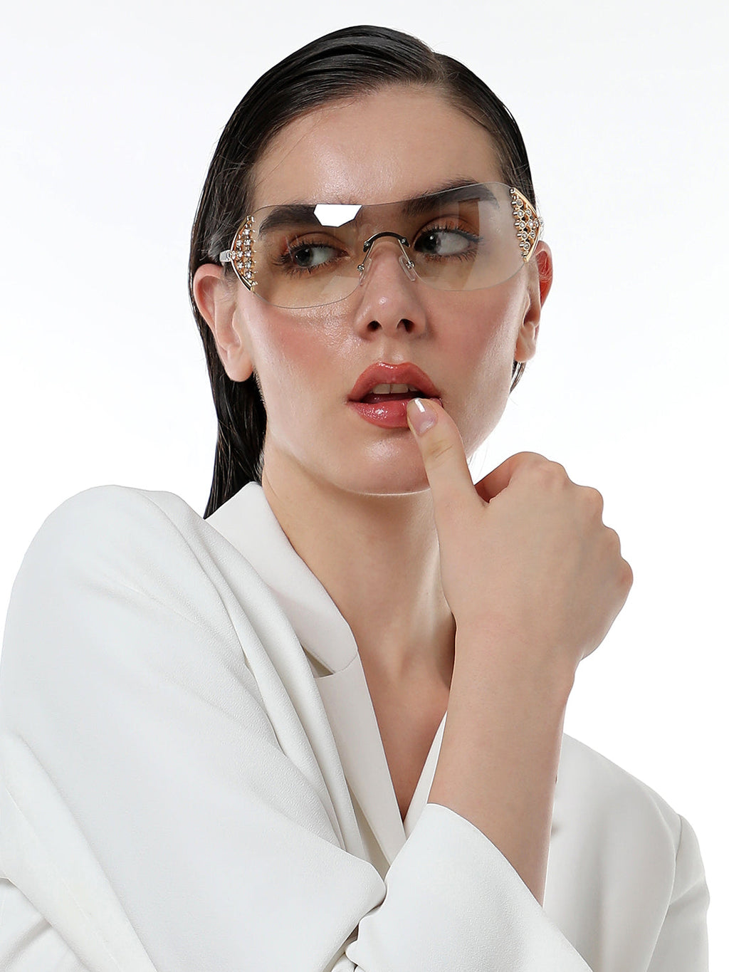 The Bling Wrap Sunglasses - Daisy White