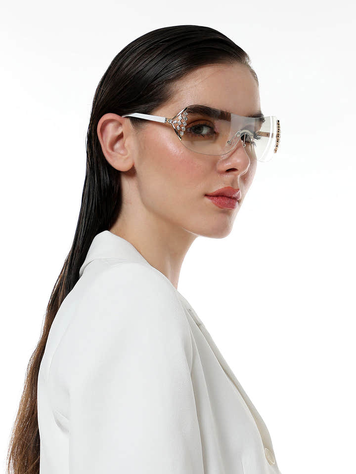 The Bling Wrap Sunglasses - Daisy White