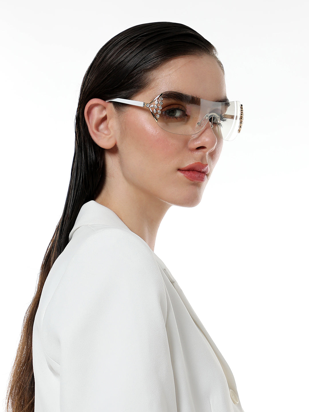 The Bling Wrap Sunglasses - Daisy White