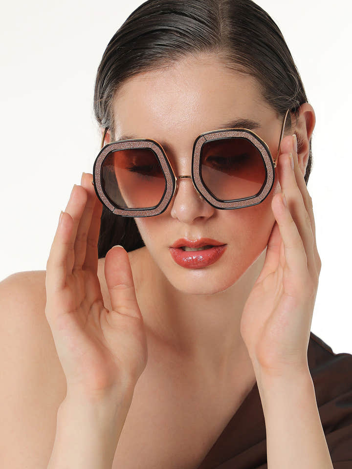 The Shimmer Oversized Sunglasses - Metallic Pink