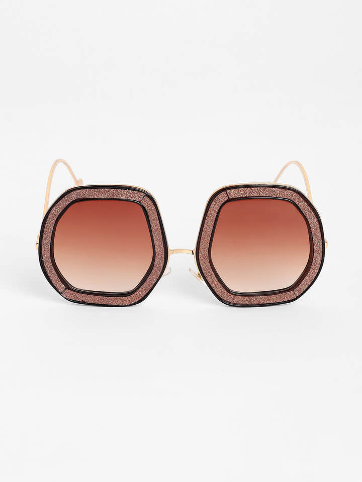 The Shimmer Oversized Sunglasses - Metallic Pink