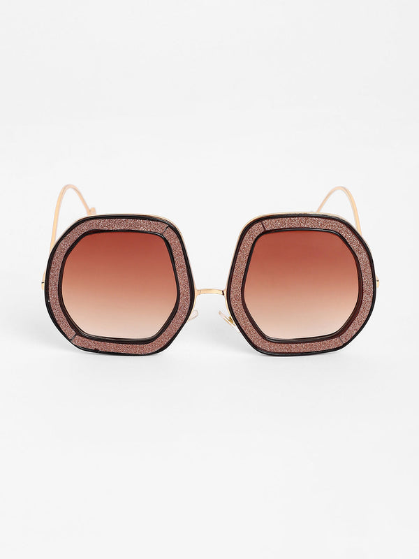 The Shimmer Oversized Sunglasses - Metallic Pink