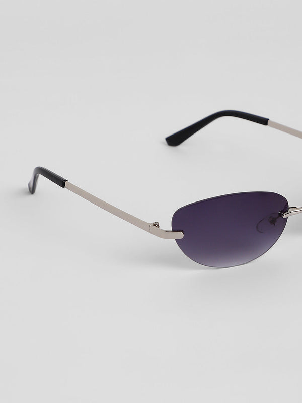 The Minimal Oval Sunglasses - Metallic Silver