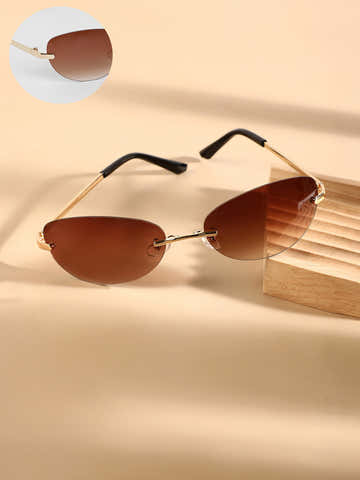 The Minimal Oval Sunglasses - Champayne Gold