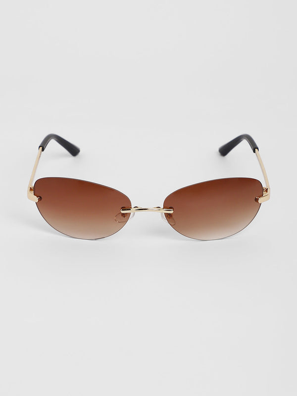 The Minimal Oval Sunglasses - Champayne Gold