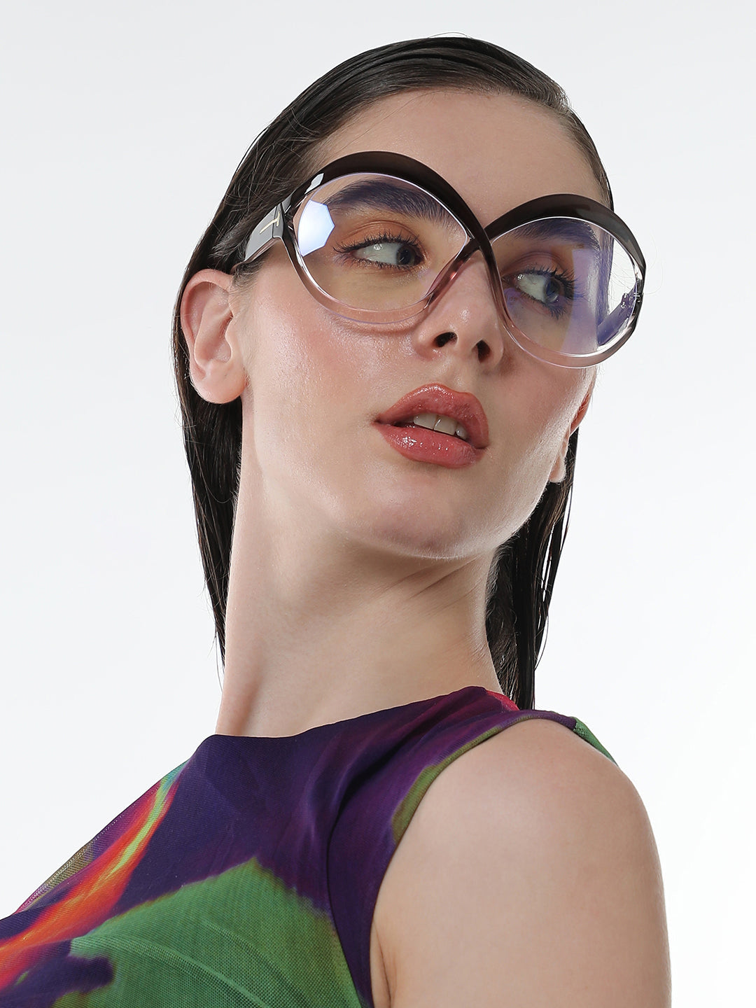 The Ombre Twist Oversized Sunglasses - Midnight Black