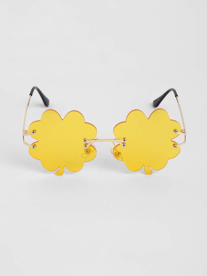 The Clover Rave Round Sunglasses - Lemon Yellow