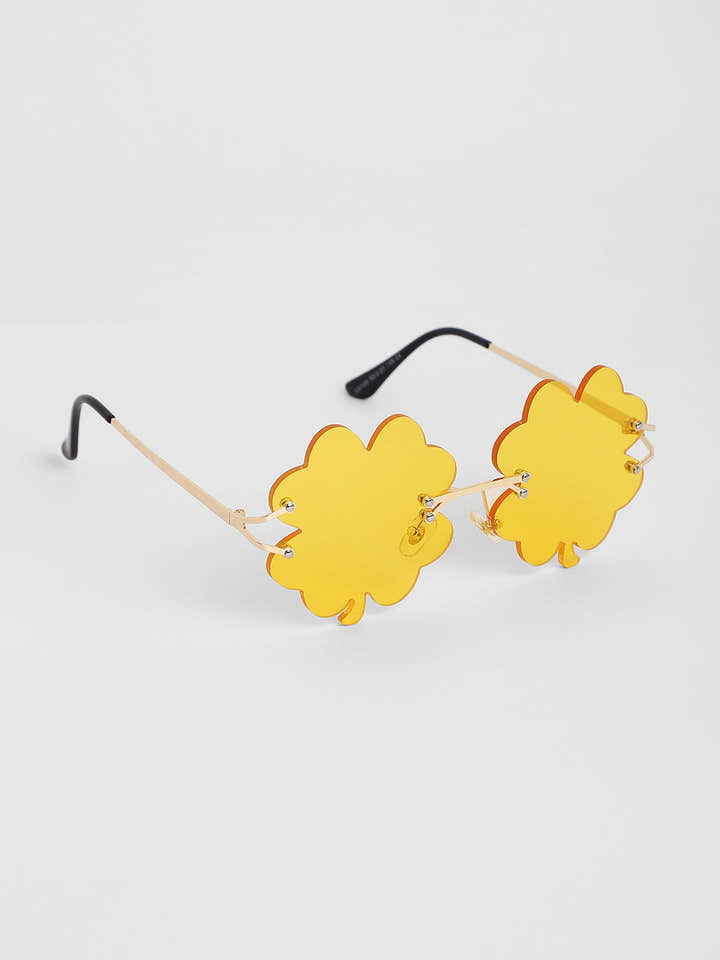 The Clover Rave Round Sunglasses - Lemon Yellow