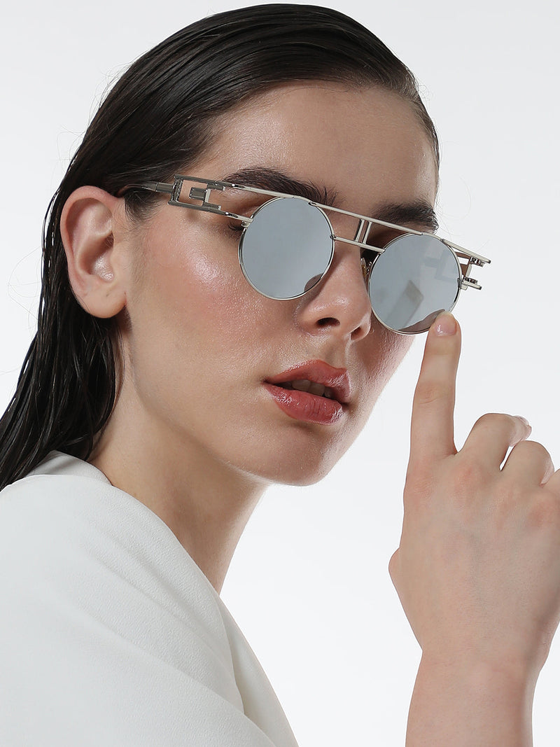 The Indie Round Sunglasses - Metallic Silver