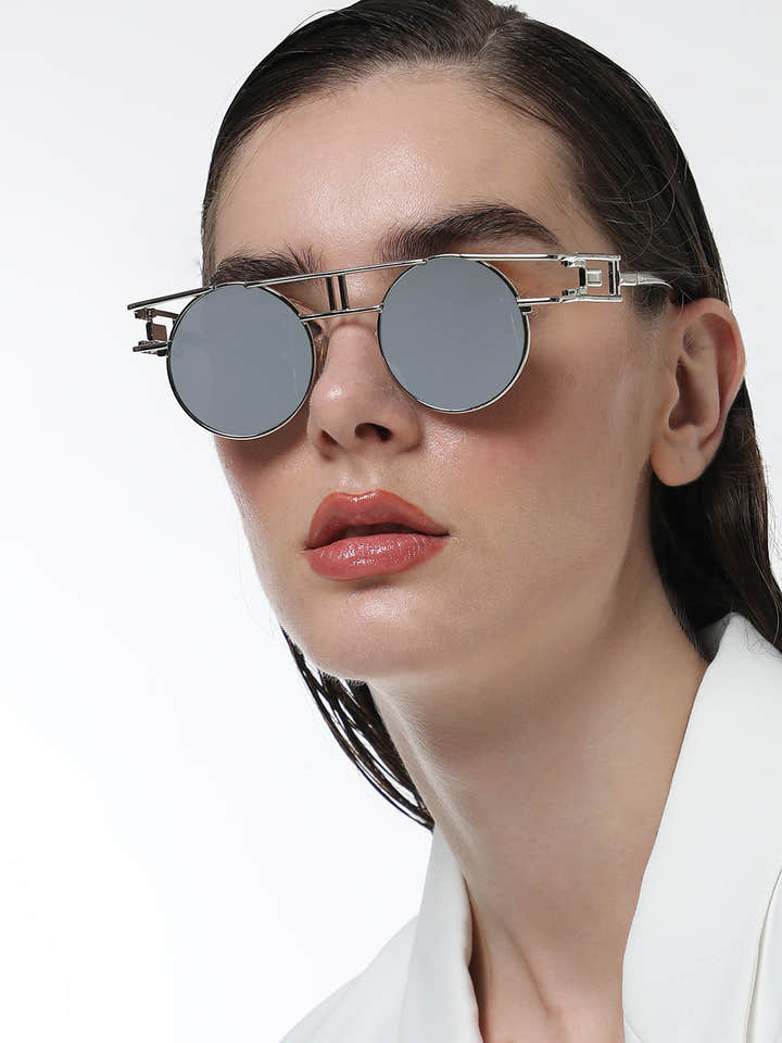 The Indie Round Sunglasses - Metallic Silver