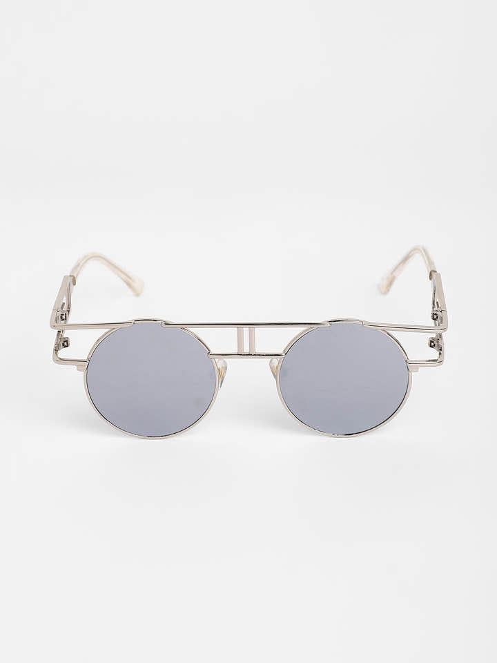 The Indie Round Sunglasses - Metallic Silver