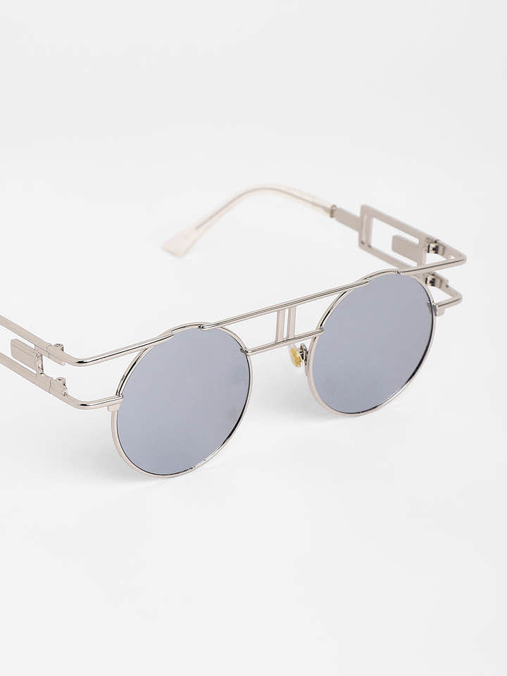 The Indie Round Sunglasses - Metallic Silver