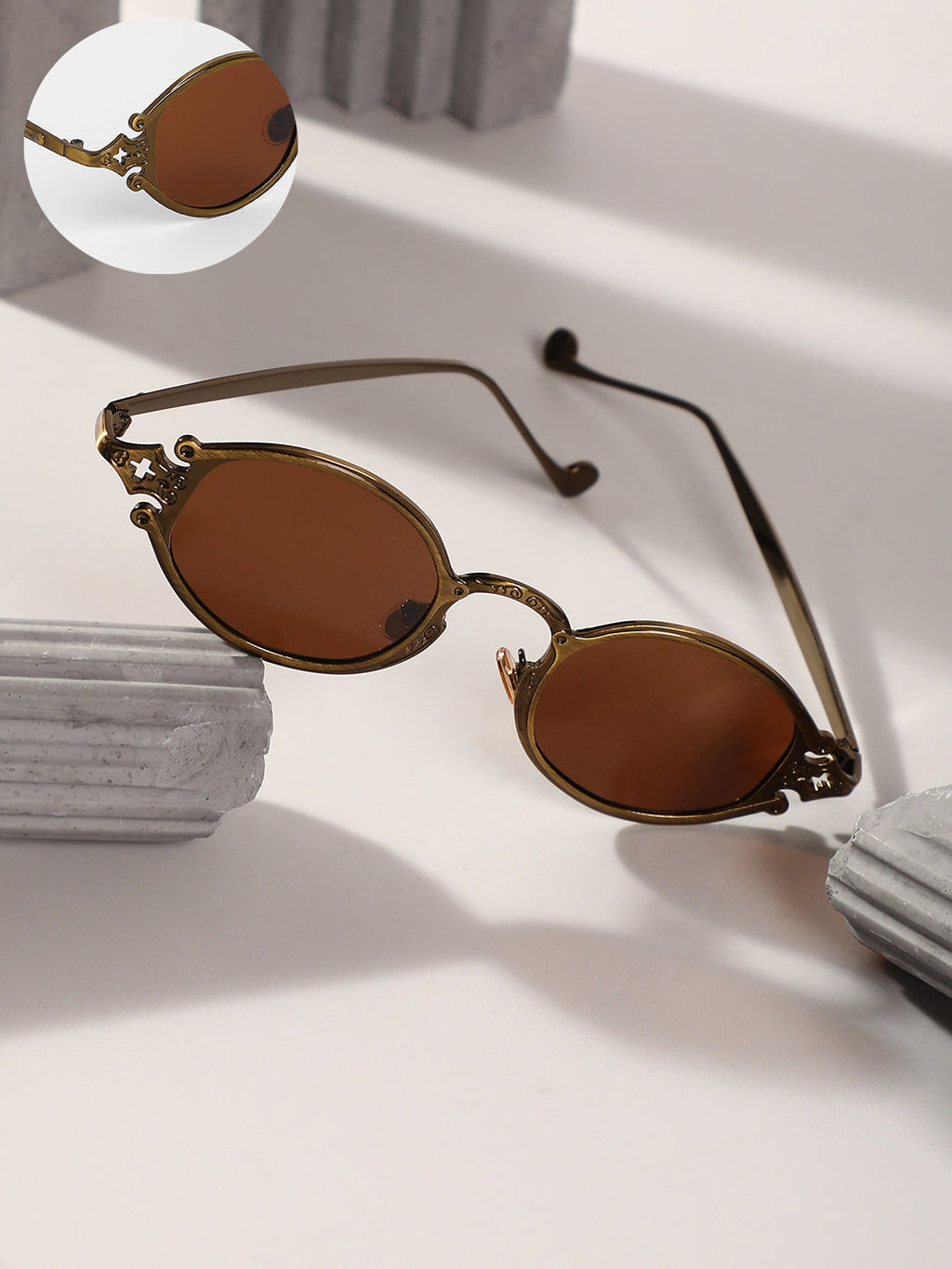 The Roman Oval Sunglasses - Antique Gold