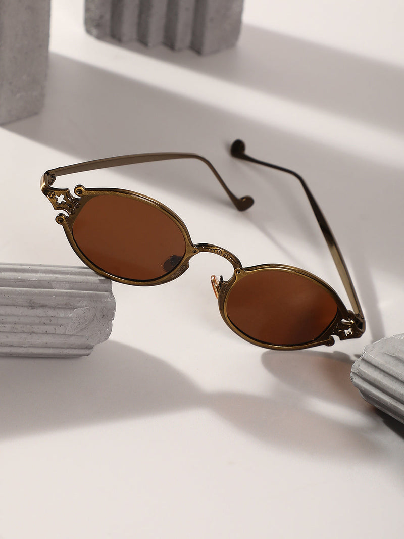 The Roman Oval Sunglasses - Antique Gold