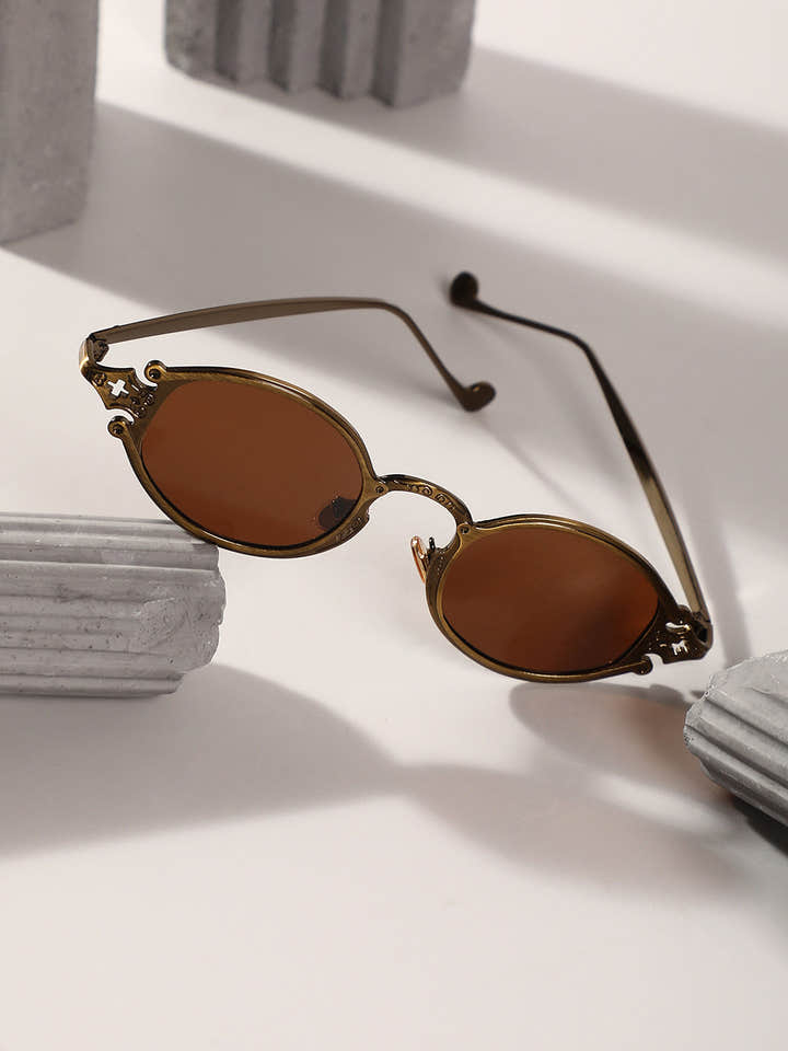 The Roman Oval Sunglasses - Antique Gold