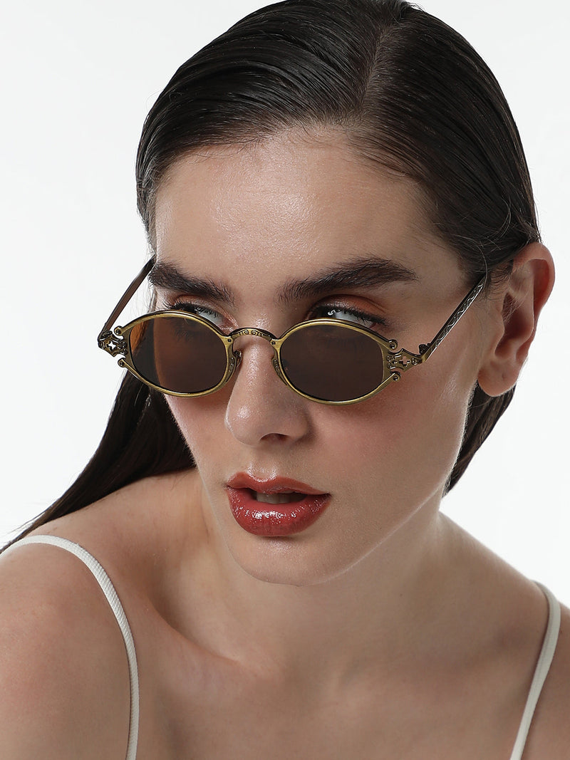 The Roman Oval Sunglasses - Antique Gold