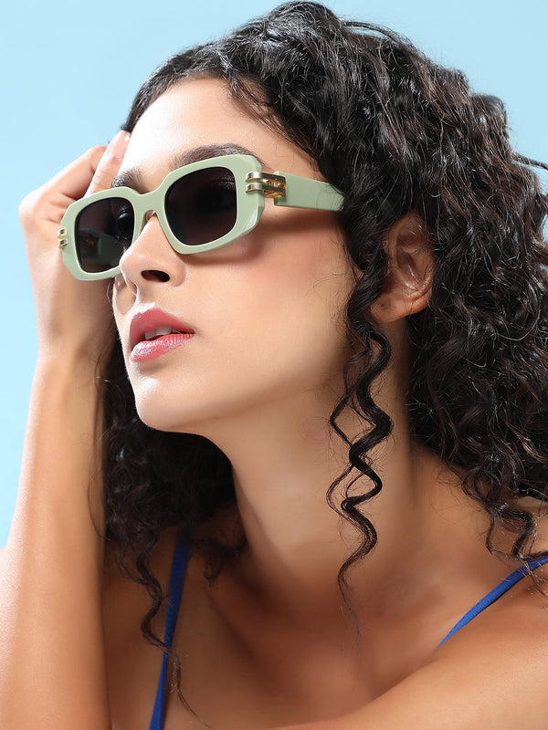 The Gilded Pastel Rectangular Sunglass - Olive Green