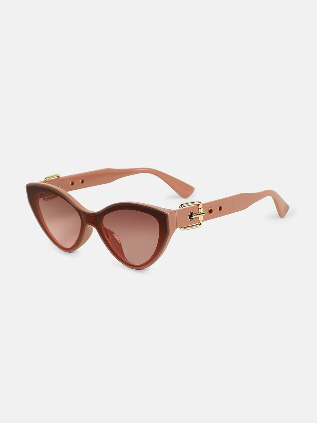 The Gilded Tang-Buckle Cateye Sunglass - Nude Pink