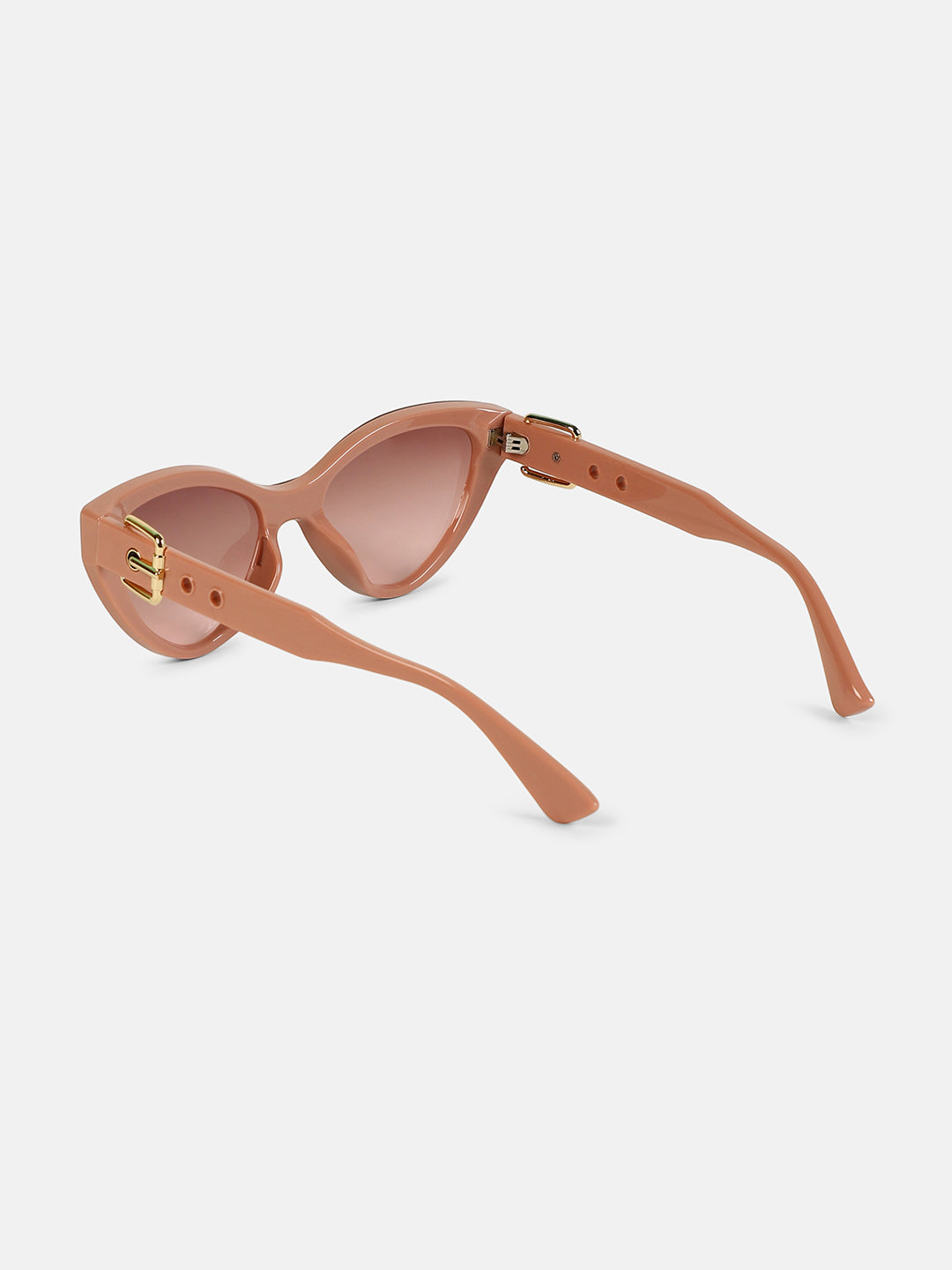 The Gilded Tang-Buckle Cateye Sunglass - Nude Pink