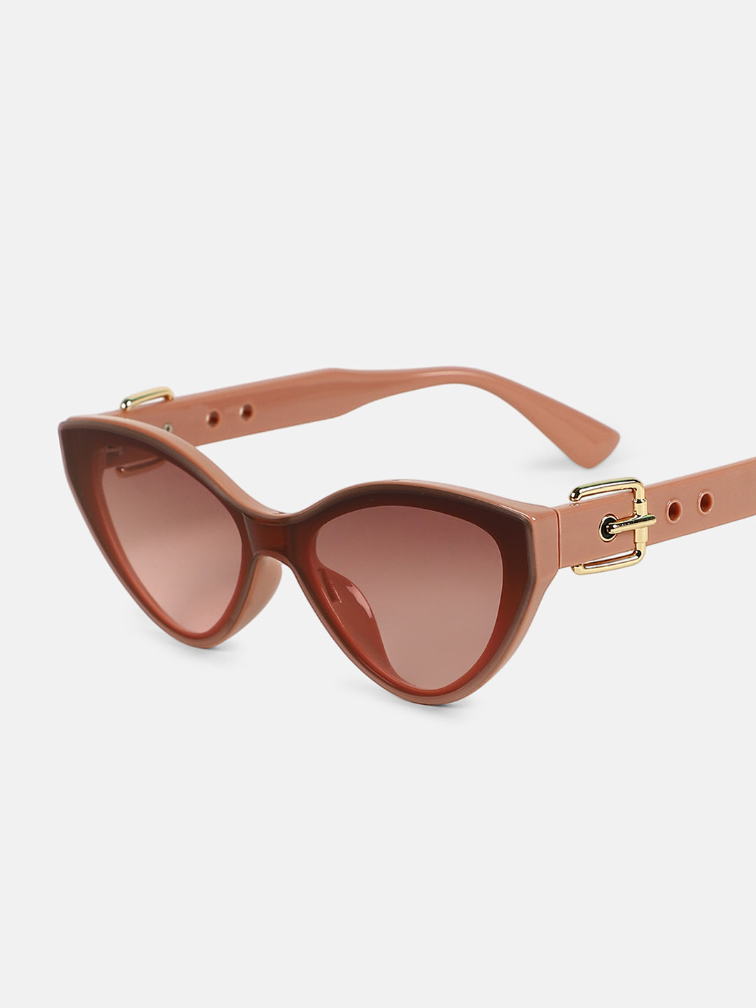 The Gilded Tang-Buckle Cateye Sunglass - Nude Pink