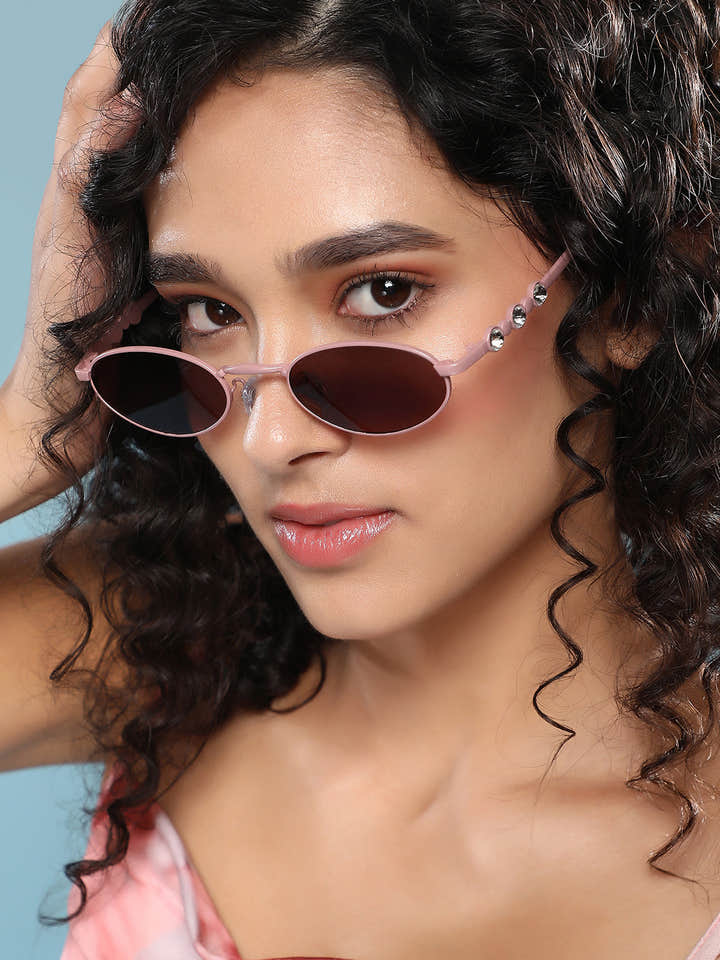 The Pastel Bijou Oval Sunglass - Flamingo Pink