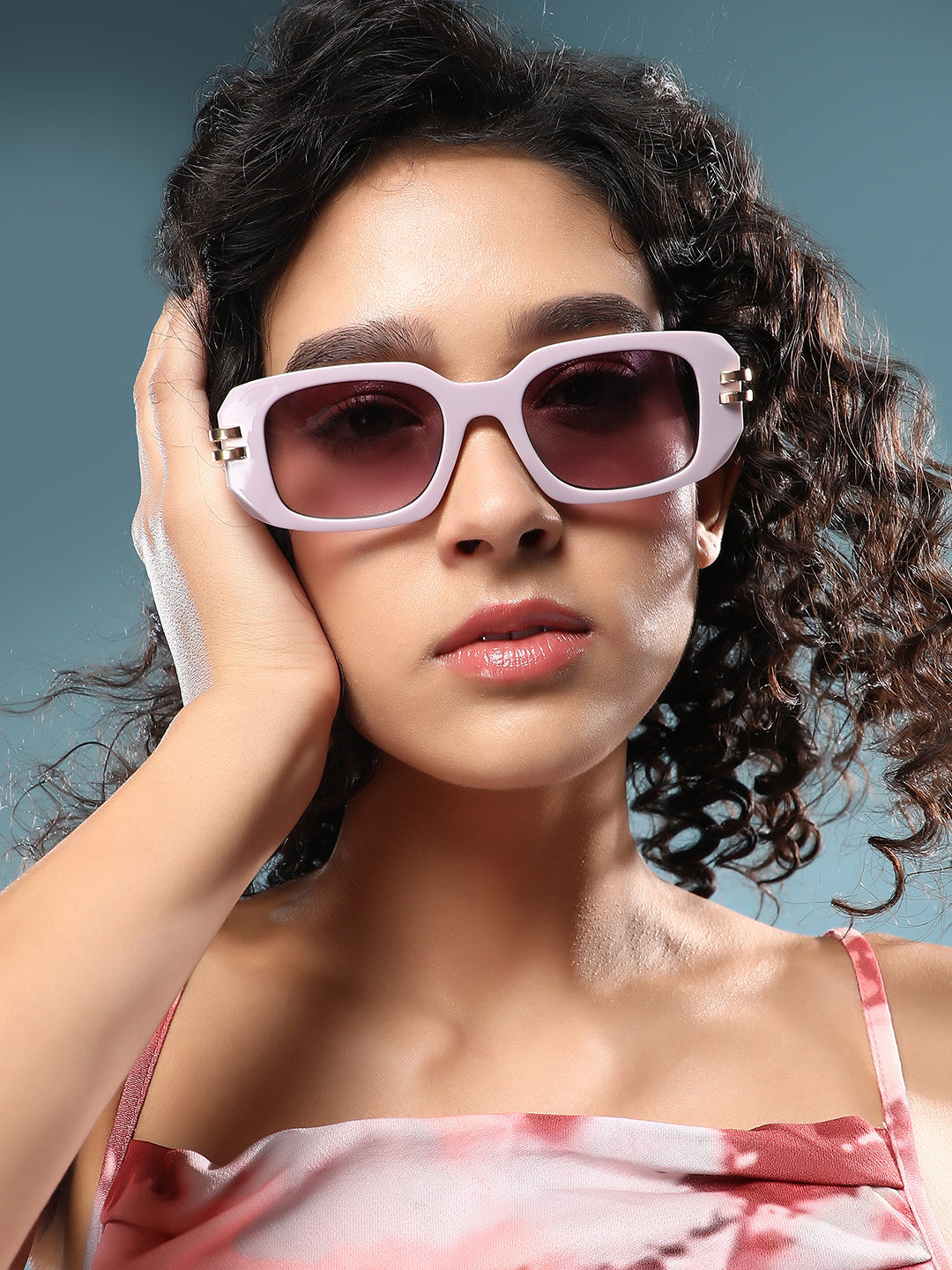 The Gilded Pastel Rectangular Sunglass - Lavender Purple