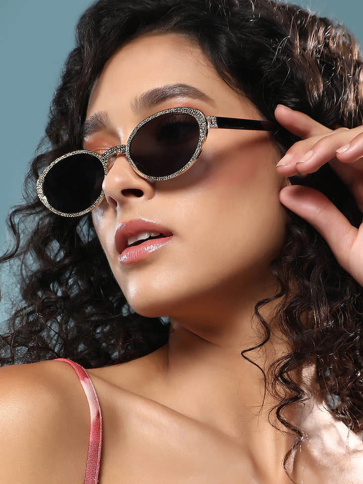 The Dented Oval Sunglass - Califonia Gold