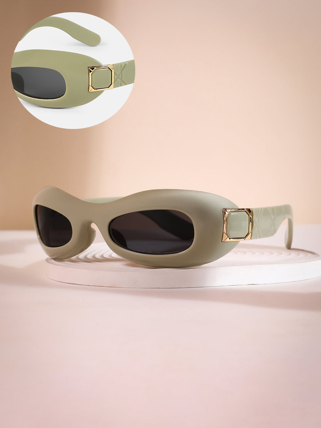 The Gilded Pastel Wraparound Sunglass - Sage Green