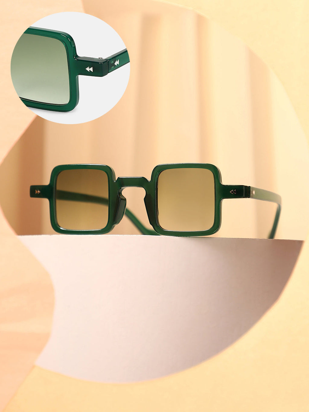 The Circuscore Square Sunglass - Emerald Green