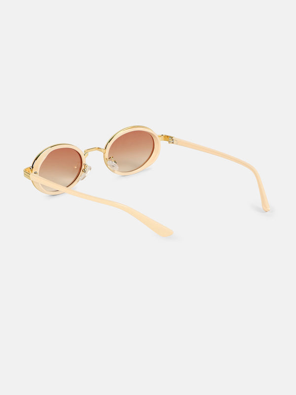 The Malibu Block Oval Sunglass - Off-White