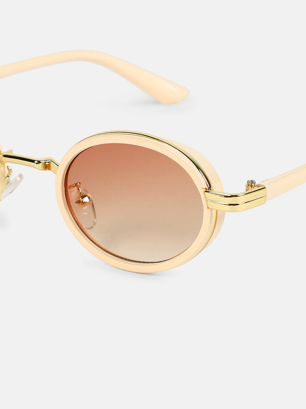The Malibu Block Oval Sunglass - Off-White