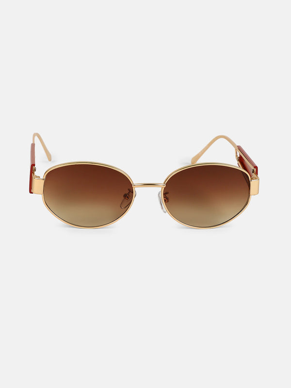 The Cityblock Oval Sunglass - Burgundy Red